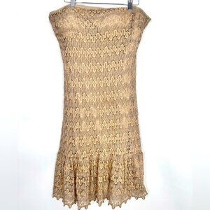 Cache Gold Metallic Strapless Mini Dress Formal Womens Size 14